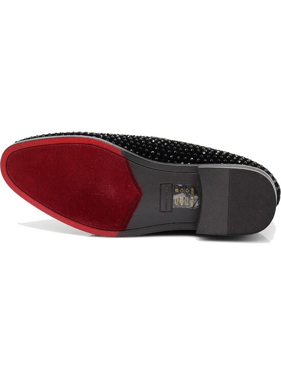 Alberto Fellini Mens Black Vintage Velvet Rhinestone Loafer Slip On Tuxedo Shoes main image 6